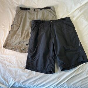 2 Pair REI Padded Mountain Biking Shorts Hiking Camping Pockets Lined Sz Mens L